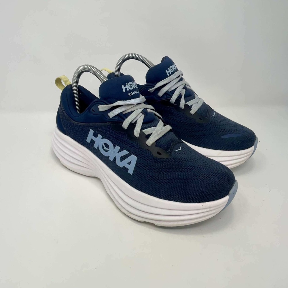 Hoka Bondi 8 Womens 7.5 Running Shoes Velvet Morning Blue Fog 1127952 VYN Walk